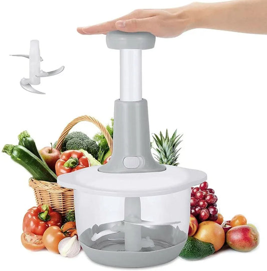 Manual Hand Push Chopper | Multi-functional Vegetable Meat Grinder, Grater, Chopper -2L (Random Color)